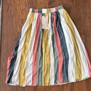 Mystree Multicolor Striped A-Line Skirt